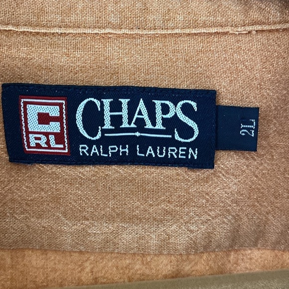 VTG Chaps Full Zippered shirt Mens M Peach Stonewashed Cotton Beach Preppy RARE - Picture 6 of 9